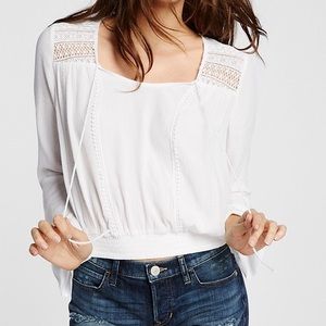 EXPRESS Lace Smocked Hem Blouse